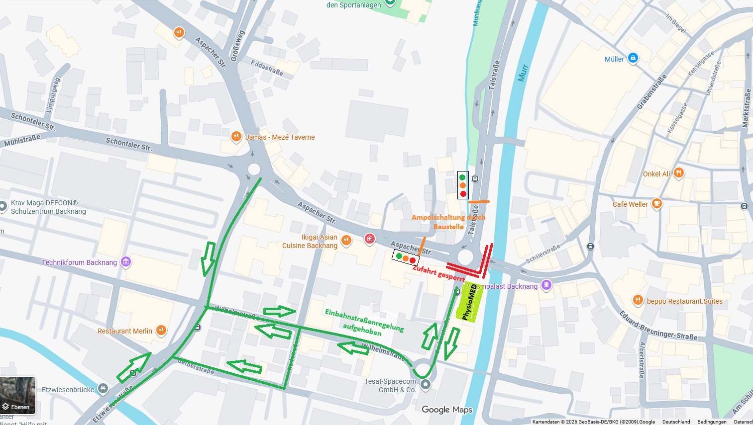 STRAßENSPERRUNG KREISVERKEHR ASPACHER BRÜCKE
